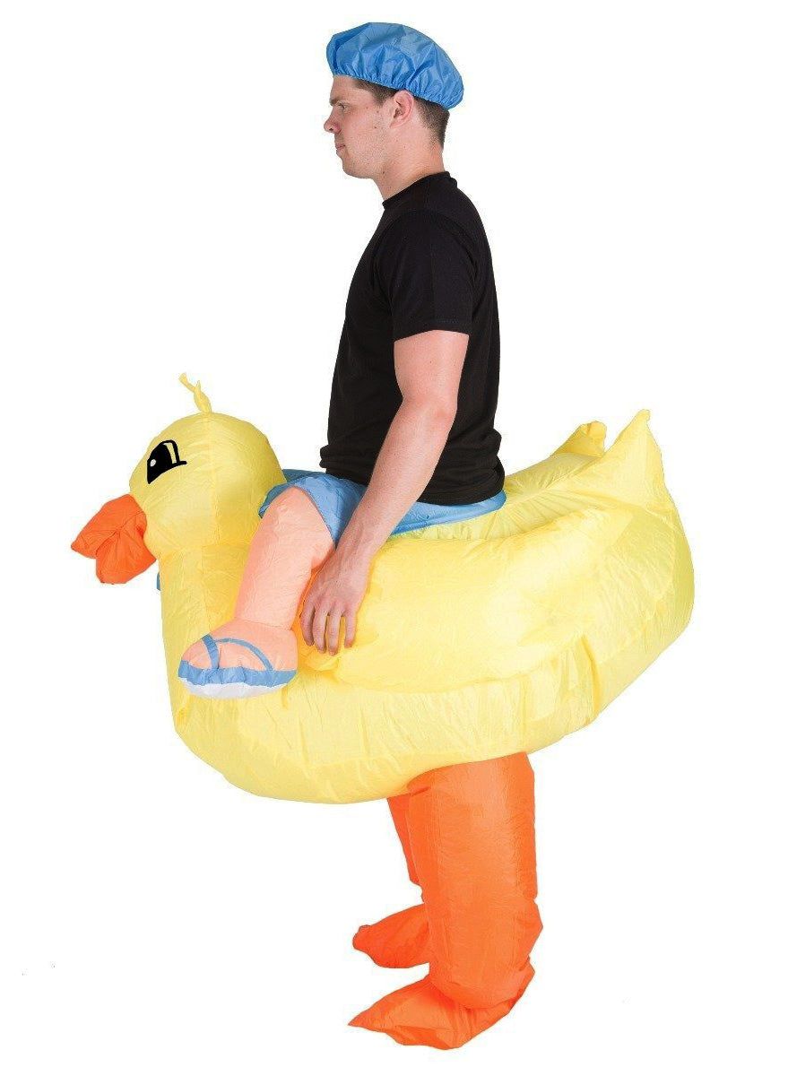Inflatable Ride-On Yellow Rubber Ducky Adults Costume - Side Image