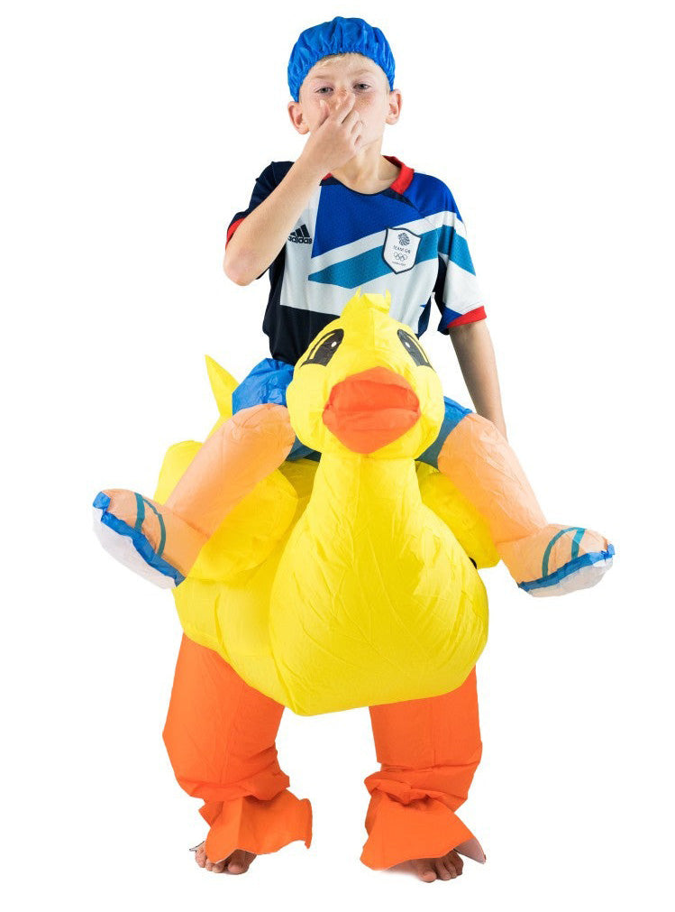 Inflatable Ride-On Yellow Rubber Ducky Kids Costume - Alternative Image