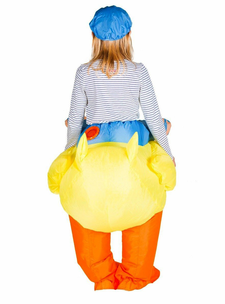 Inflatable Ride-On Yellow Rubber Ducky Kids Costume - Back Image