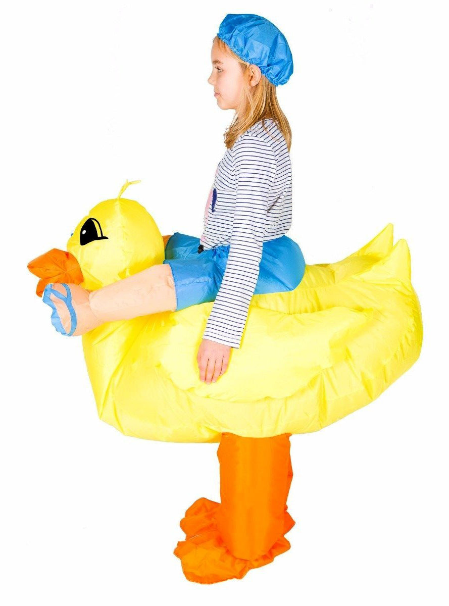 Inflatable Ride-On Yellow Rubber Ducky Kids Costume - Side Image