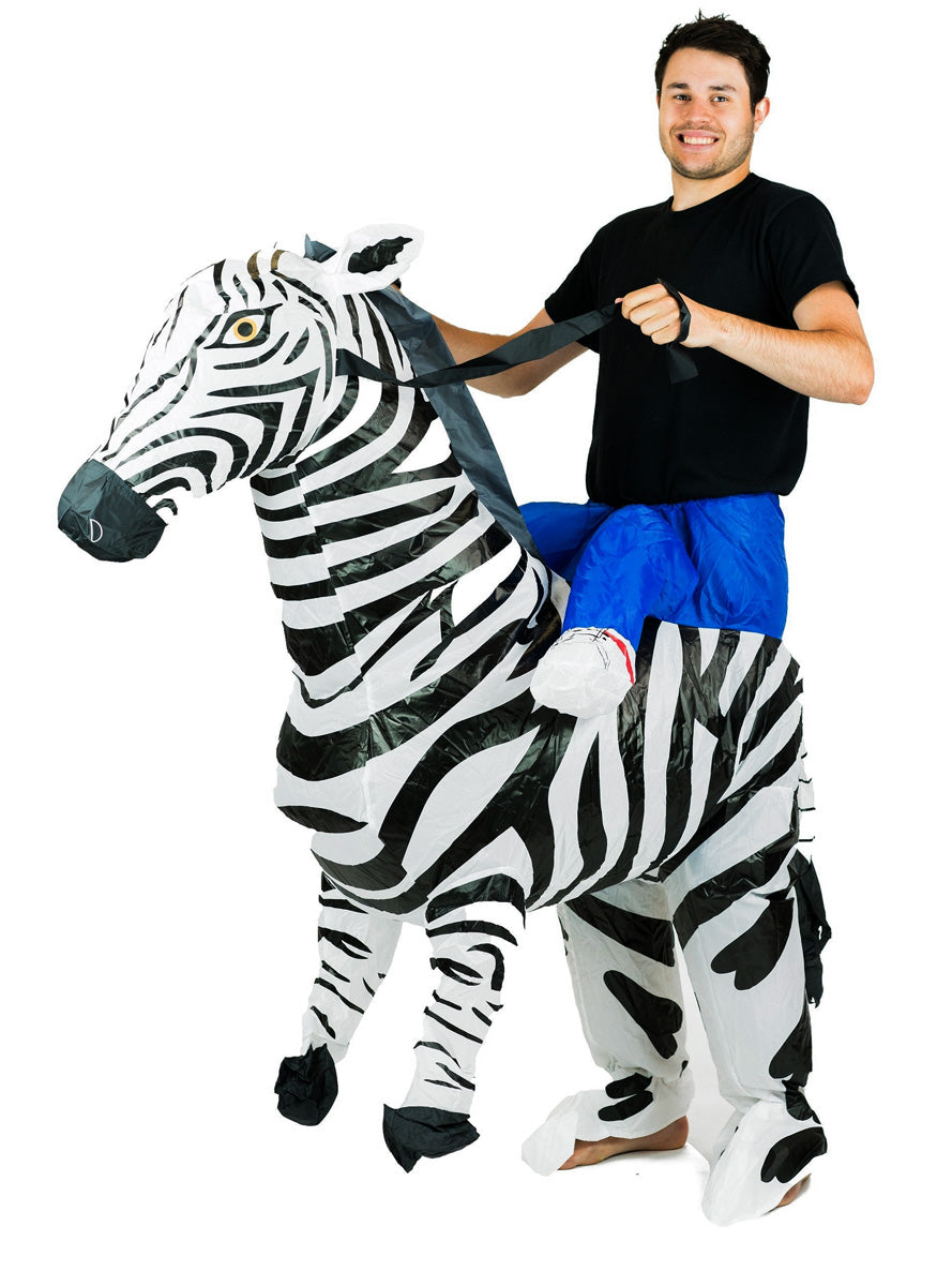 Inflatable Ride-On Zebra Adults Costume - Alternative Image