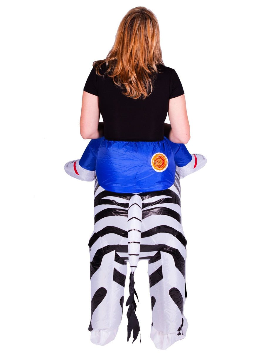 Inflatable Ride-On Zebra Adults Costume - Back Image