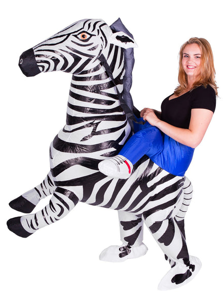 Inflatable Ride-On Zebra Adults Costume - Main Image