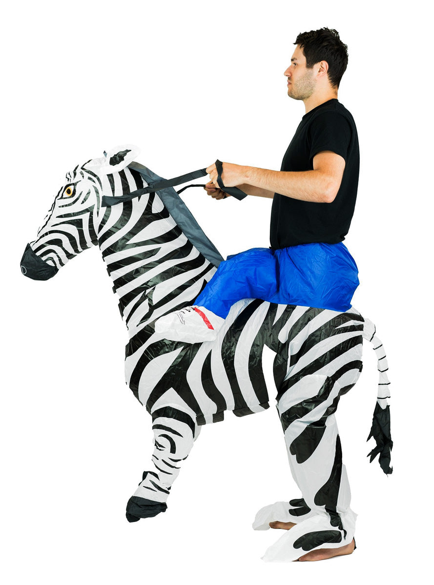 Inflatable Ride-On Zebra Adults Costume - Side Image