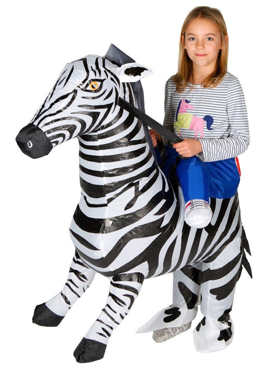 Inflatable Ride-On Zebra Kids Costume - Alternative Image