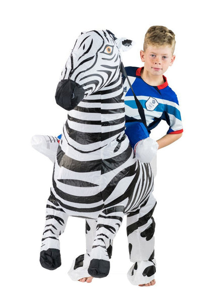 Inflatable Ride-On Zebra Kids Costume - Main Image