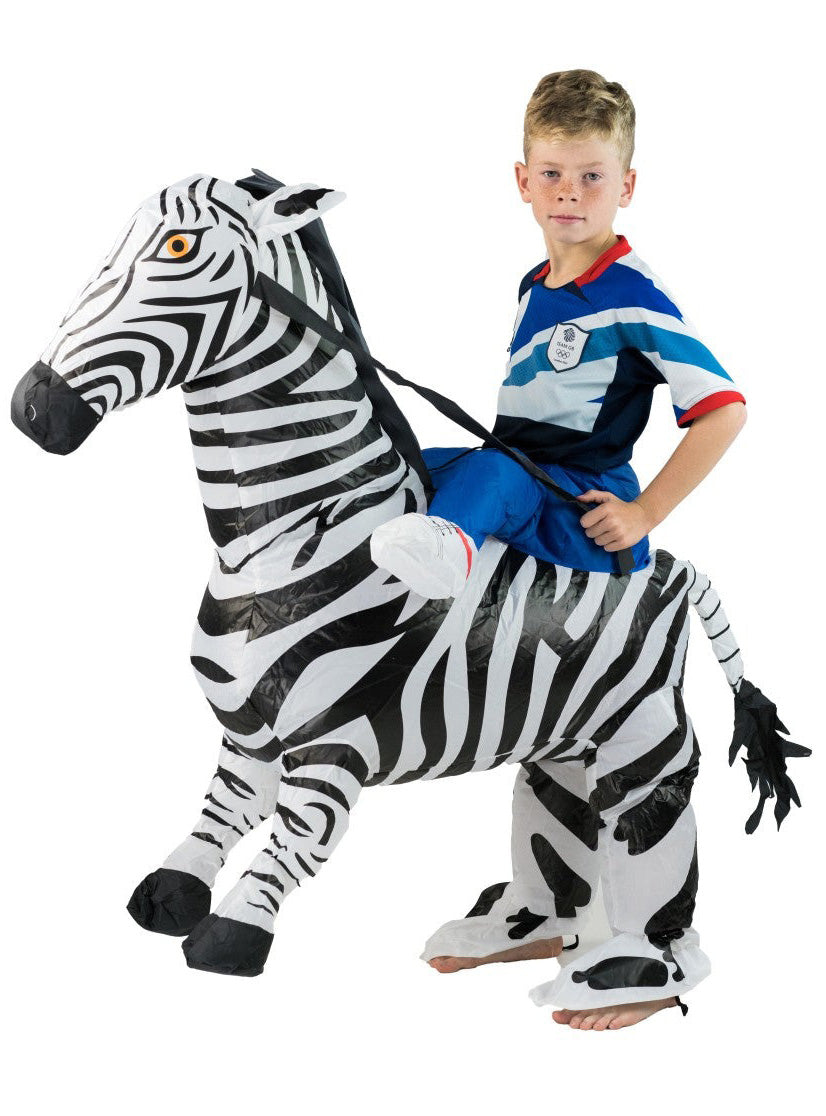 Inflatable Ride-On Zebra Kids Costume - Side Image