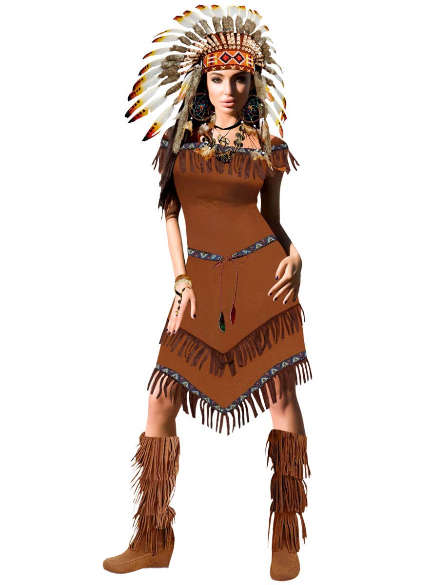 Womens Brown American Indian Costume
