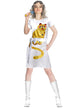 Womens White ABBA Dress with Gold Cat