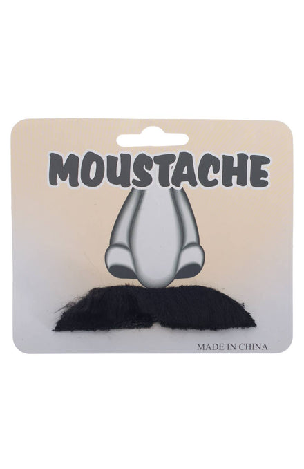 Black Medium Straight Self Adhesive Novelty Costume Moustache