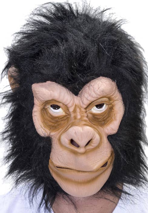 Monke Ripped Mask Latex Monkey Mask with Fur | Full Head Monkey Latex Costume Mask