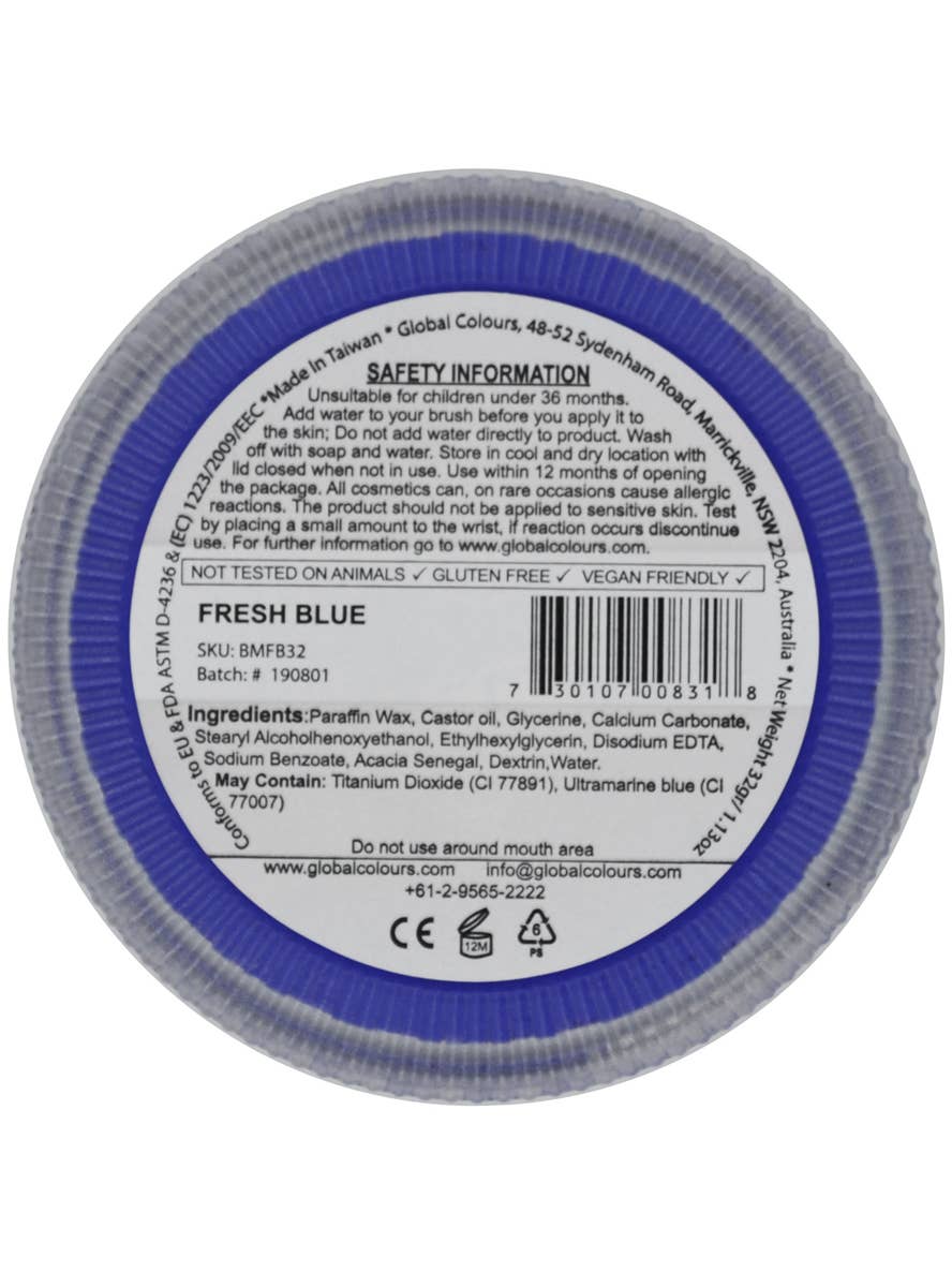 Fresh Blue Face And Body Cake Style Special Effects Cake Makeup - Back Image