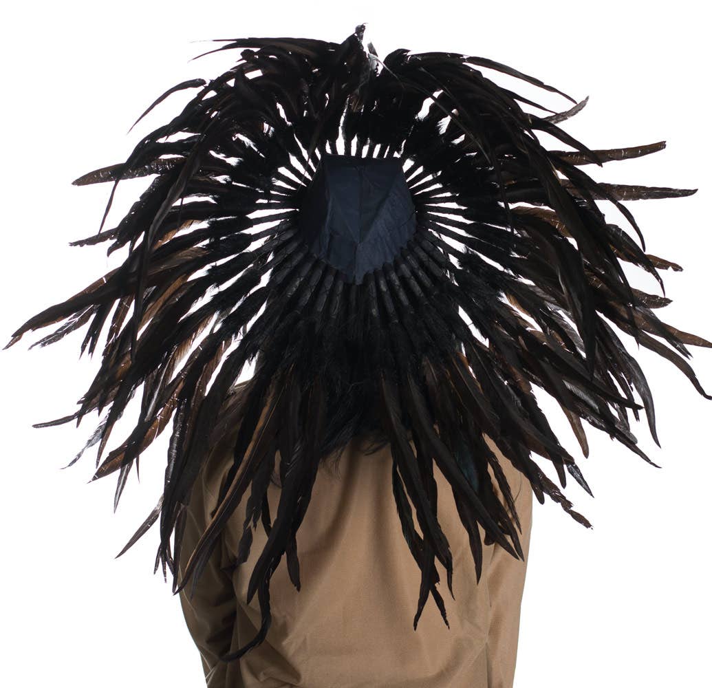 Black Deluxe Indian Chief Feather Headdress - Back View