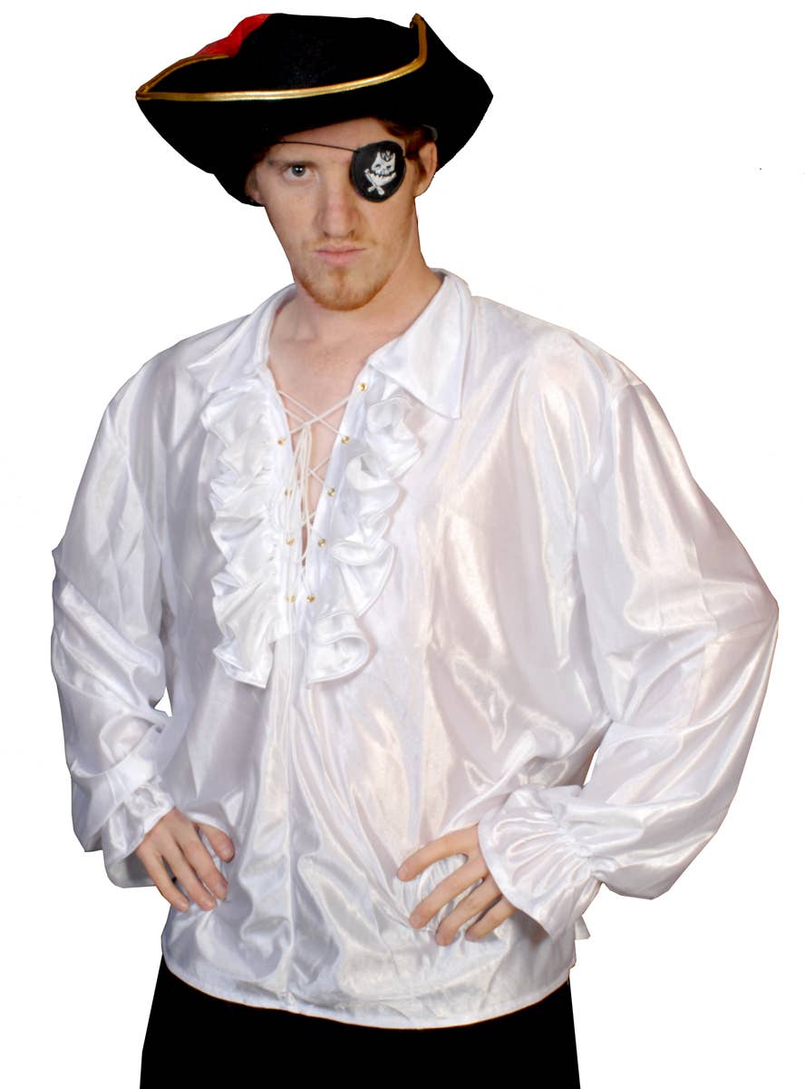 White Ruffled Buccaneer Dress Up Top | Mens Pirate Costume Shirt