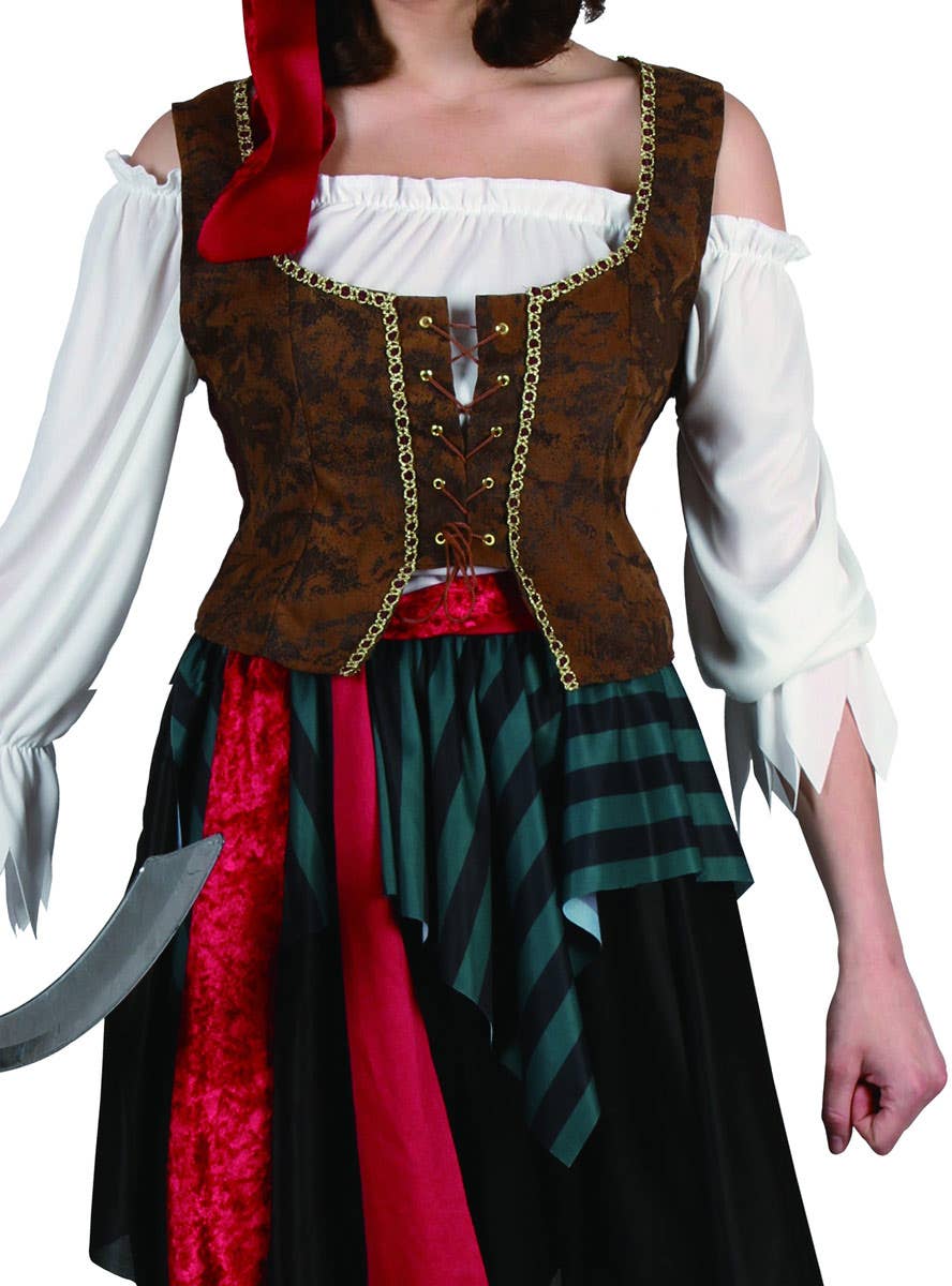 Women's High Seas Pirate Woman Costume Close Up Image