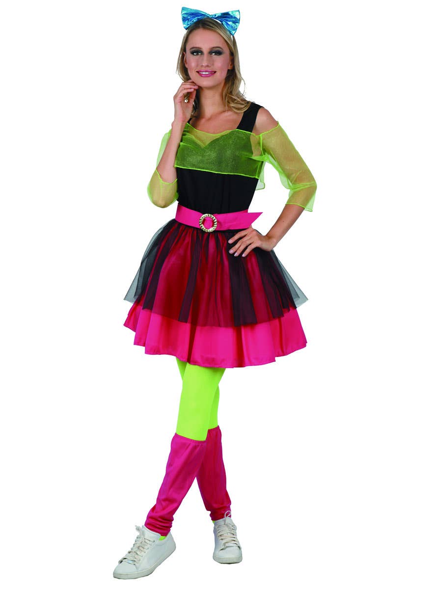 Neon Party Girl Women's 80s Dress Up Costume Main Image