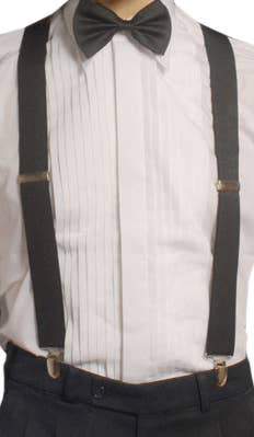 Roaring 20's Black Elastic Suspenders Costume Accessory - Main Image