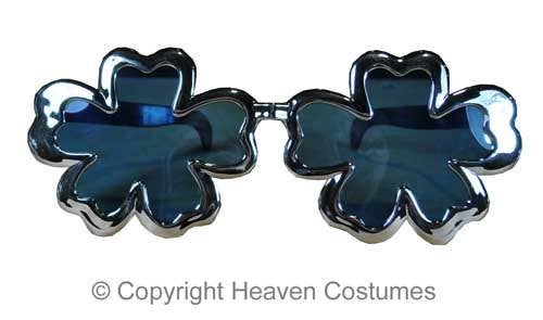 Novelty Flower Costume Glasses With Blue Lenses