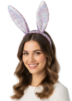 Purple Sequin Bunny Ears Costume Headband - main image