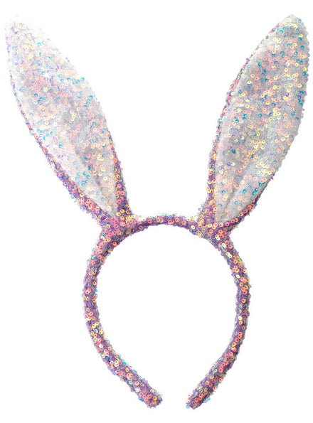 Purple Sequin Bunny Ears Costume Headband