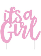 Image of It's A Girl Pink Baby Shower Cake Topper