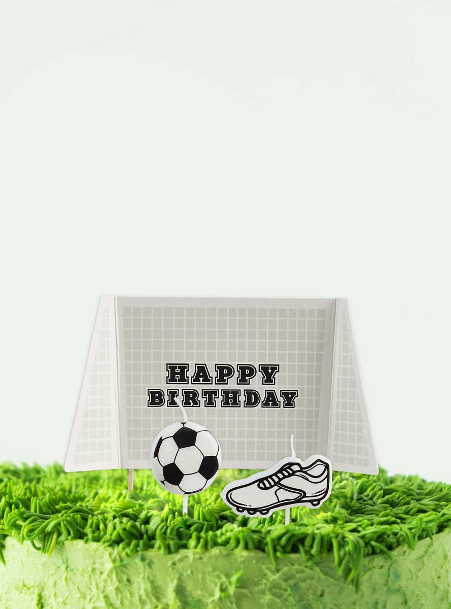 Its a Goal Soccer Party Happy Birthday Cake Topper and Candle Set - Main Image