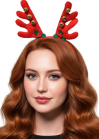 Christmas Reindeer Red Antlers with Bells Headband Accessory - Main Image