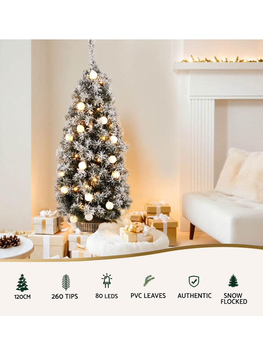 Jingle Jollys 120cm Potted Snowy Christmas Tree Decoration - Information Image 1