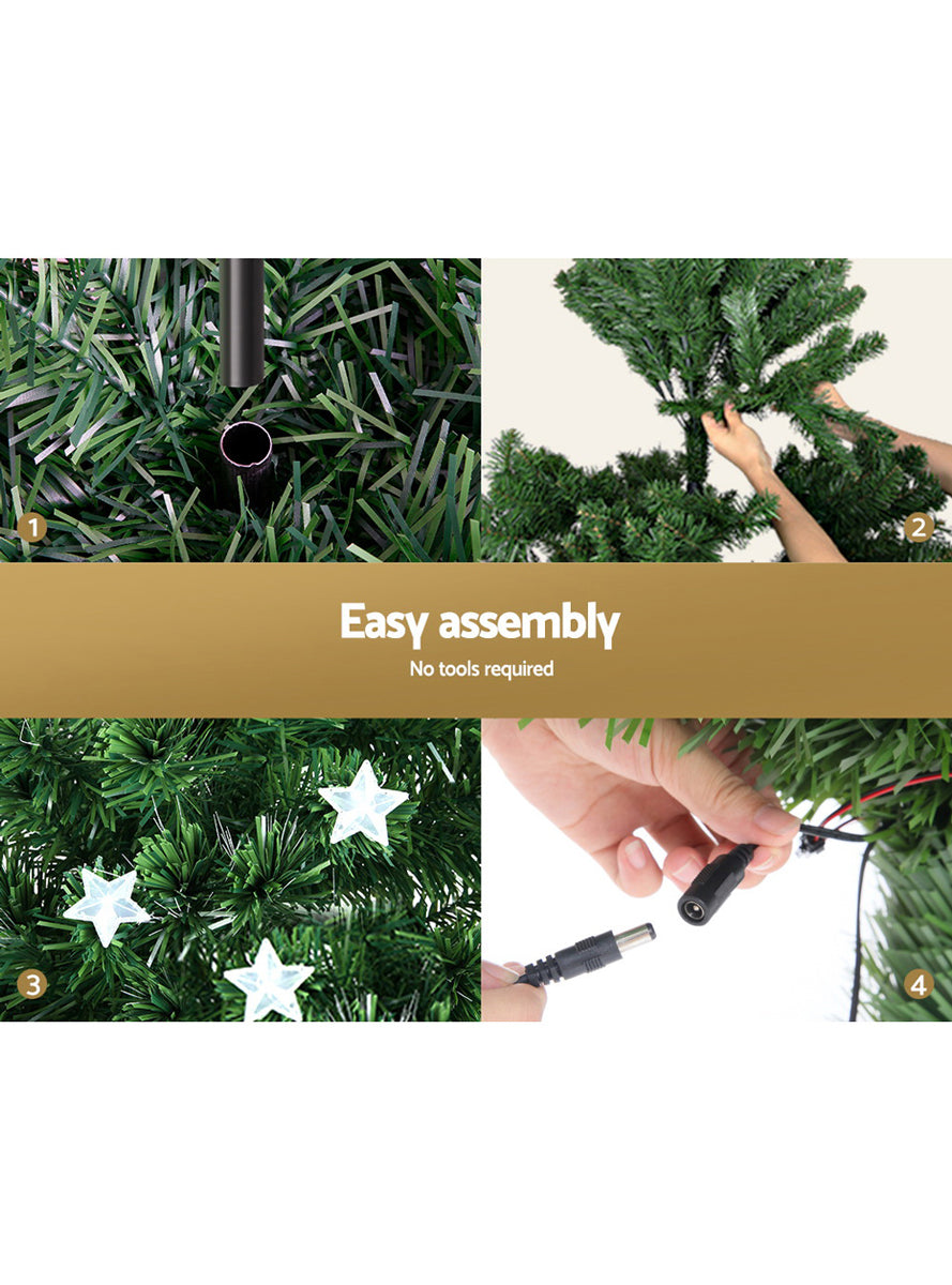 Jingle Jollys 180cm Fibre Optic Christmas Tree with Stars - Information Image 1