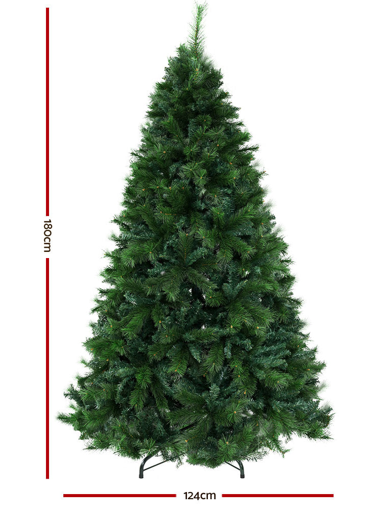 Jingle Jollys 180cm Green Christmas Tree with Pine Needles - Dimensions Image 1