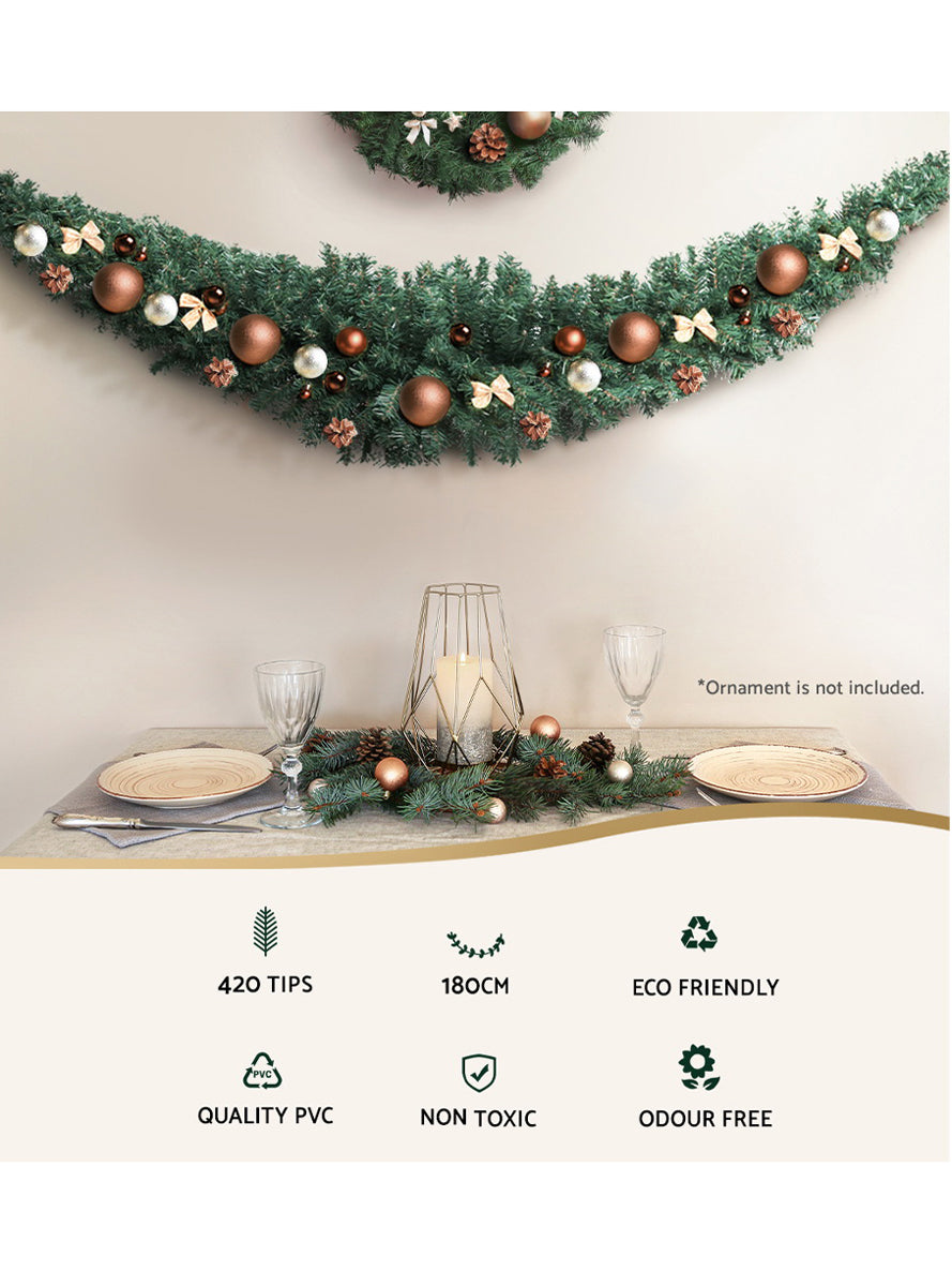 Jingle Jollys 180cm Plain Christmas Garland - Information Image 1