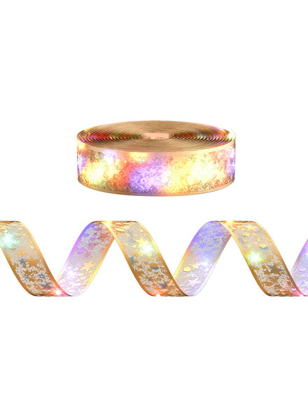 Jingle Jollys 20 Metre 200 LED Light Up Christmas Ribbon in Gold - Main Image