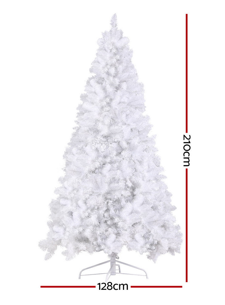 Jingle Jollys 210cm Prelit White Christmas Tree - Dimensions Image