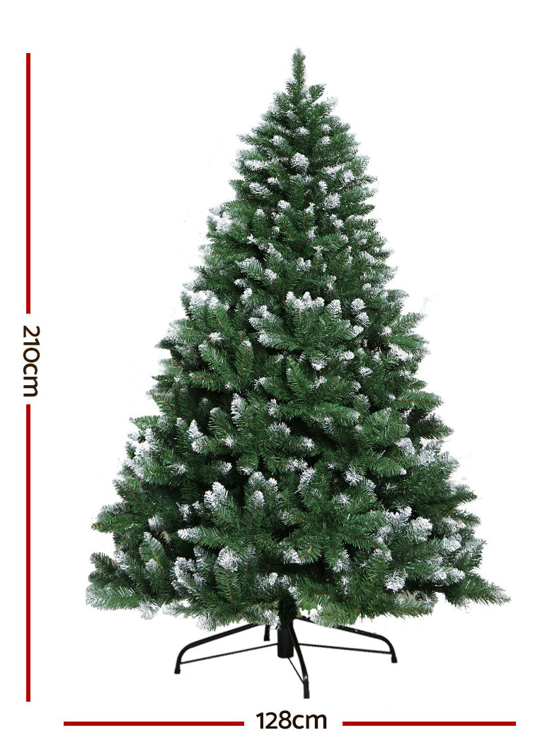 Jingle Jollys 210cm Snow Tipped Christmas Tree - Dimensions Image