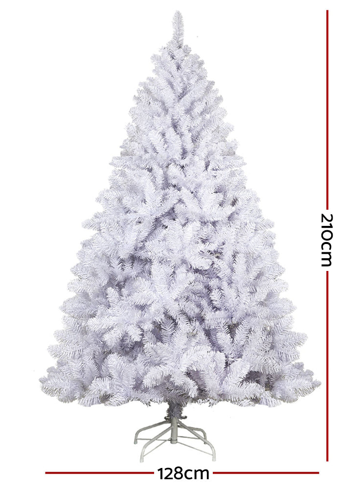 Jingle Jollys 210cm White Christmas Tree - Dimensions Image