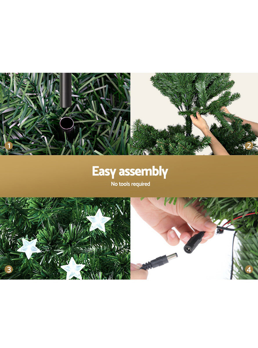 Jingle Jollys 240cm Fibre Optic Christmas Tree with Stars - Information Image 1