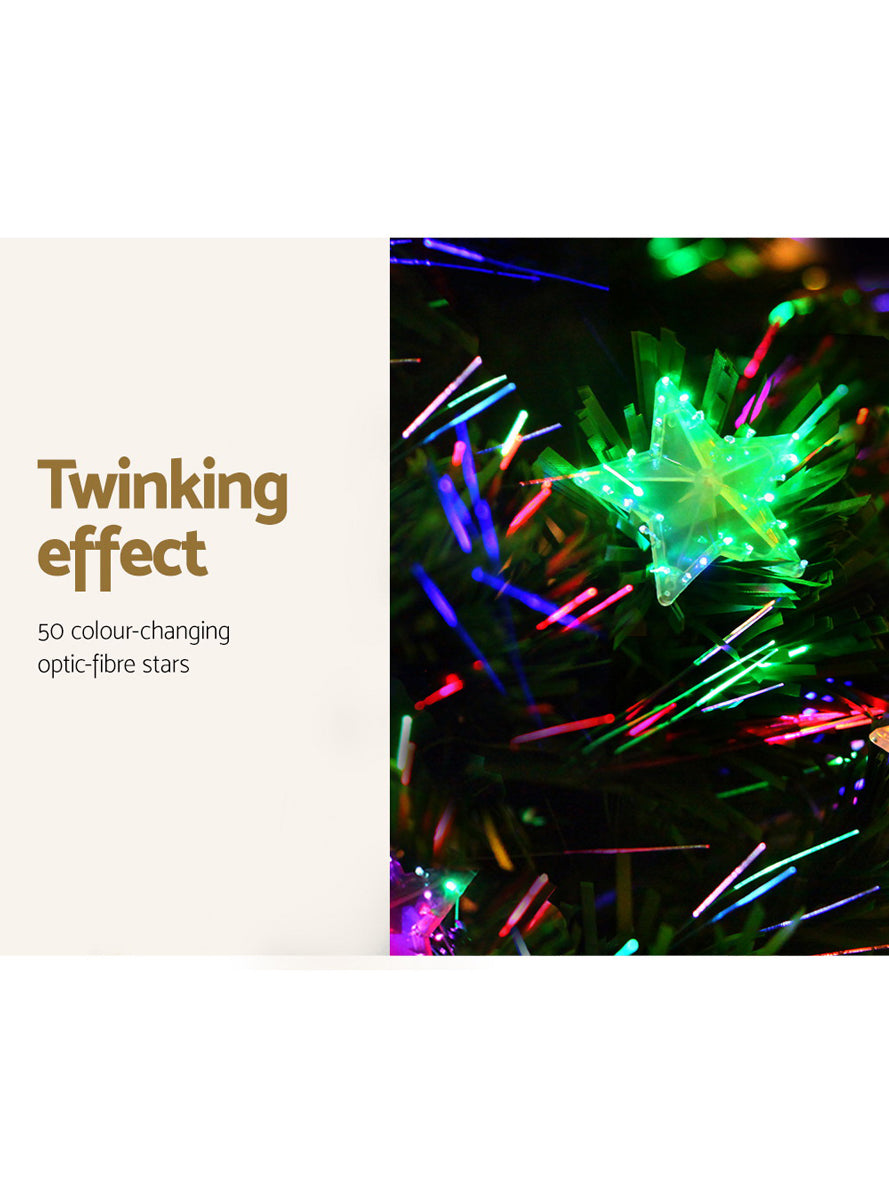 Jingle Jollys 240cm Fibre Optic Christmas Tree with Stars - Information Image 3