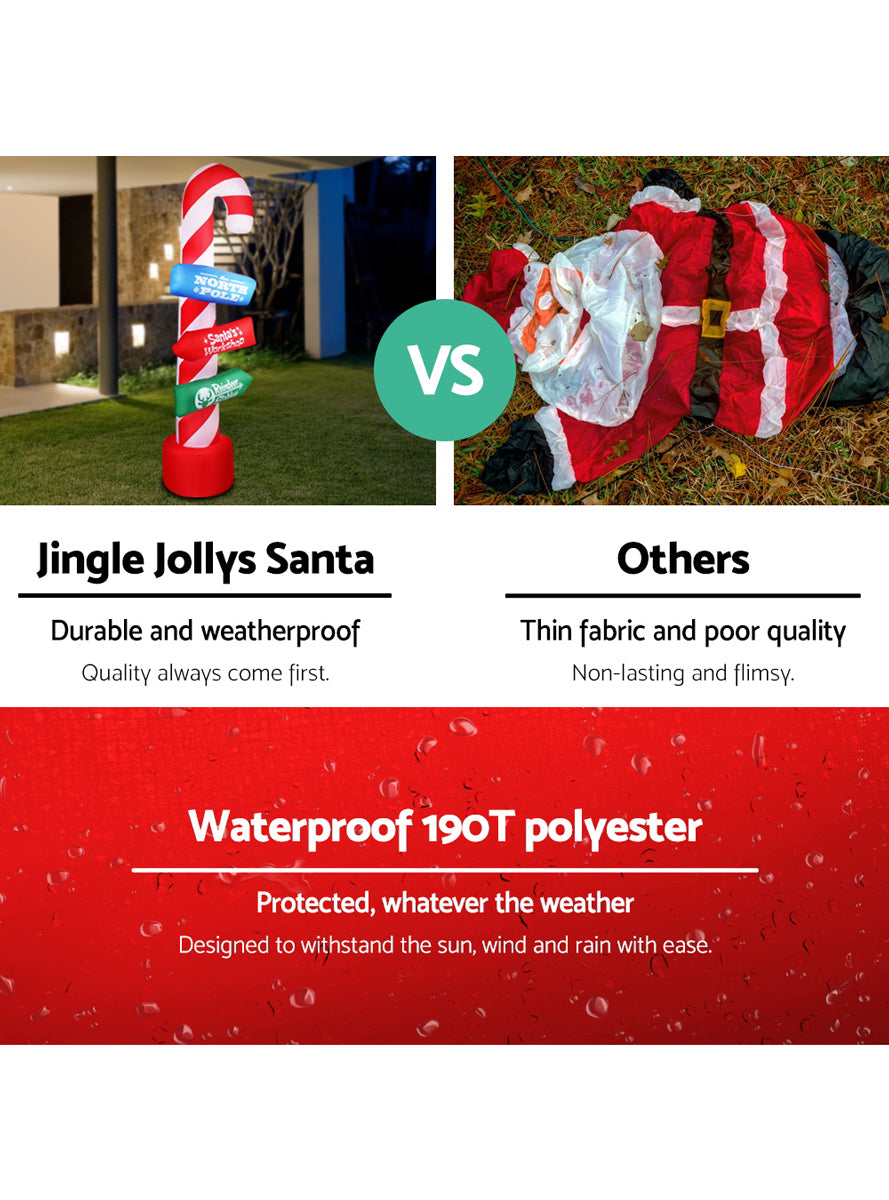 Jingle Jollys Inflatable Candy Cane Sign Christmas Decoration 240cm - Info Image 1
