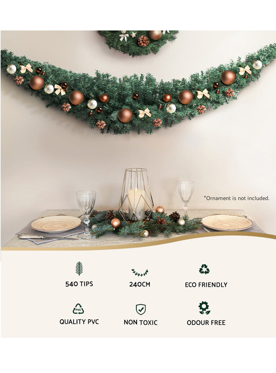 Jingle Jollys Plain Green Christmas Tree Garland Decoration 240cm - Information Image 1