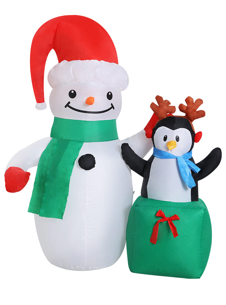 Jingle Jollys Inflatable Snowman and Penguin Christmas Decoration 260cm - Main Image