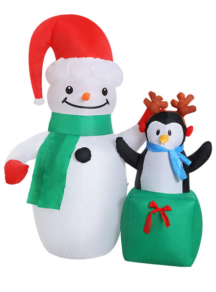 Jingle Jollys Inflatable Snowman and Penguin Christmas Decoration 260cm - Main Image