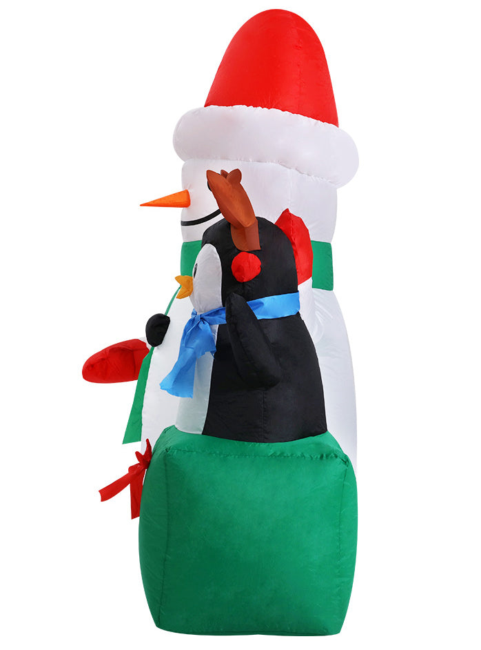 Jingle Jollys Inflatable Snowman and Penguin Christmas Decoration 260cm - Side Image