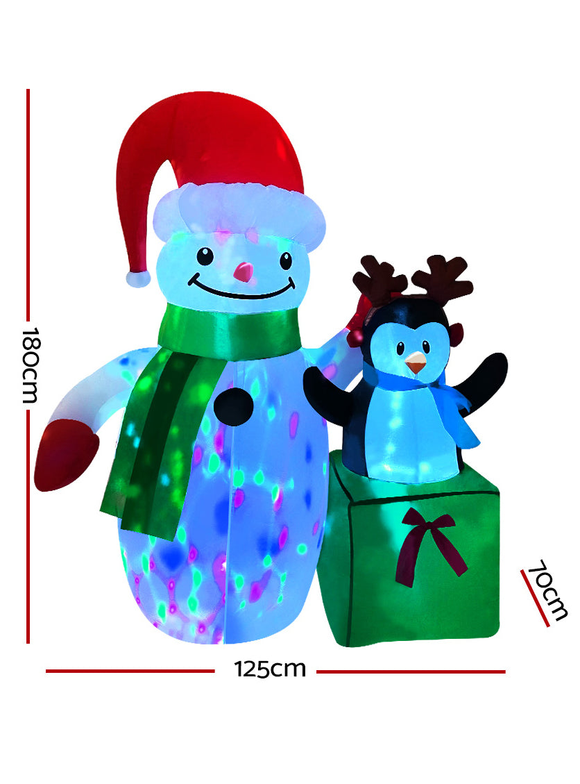 Jingle Jollys Inflatable Snowman and Penguin Christmas Decoration 260cm - Dimensions Main Image