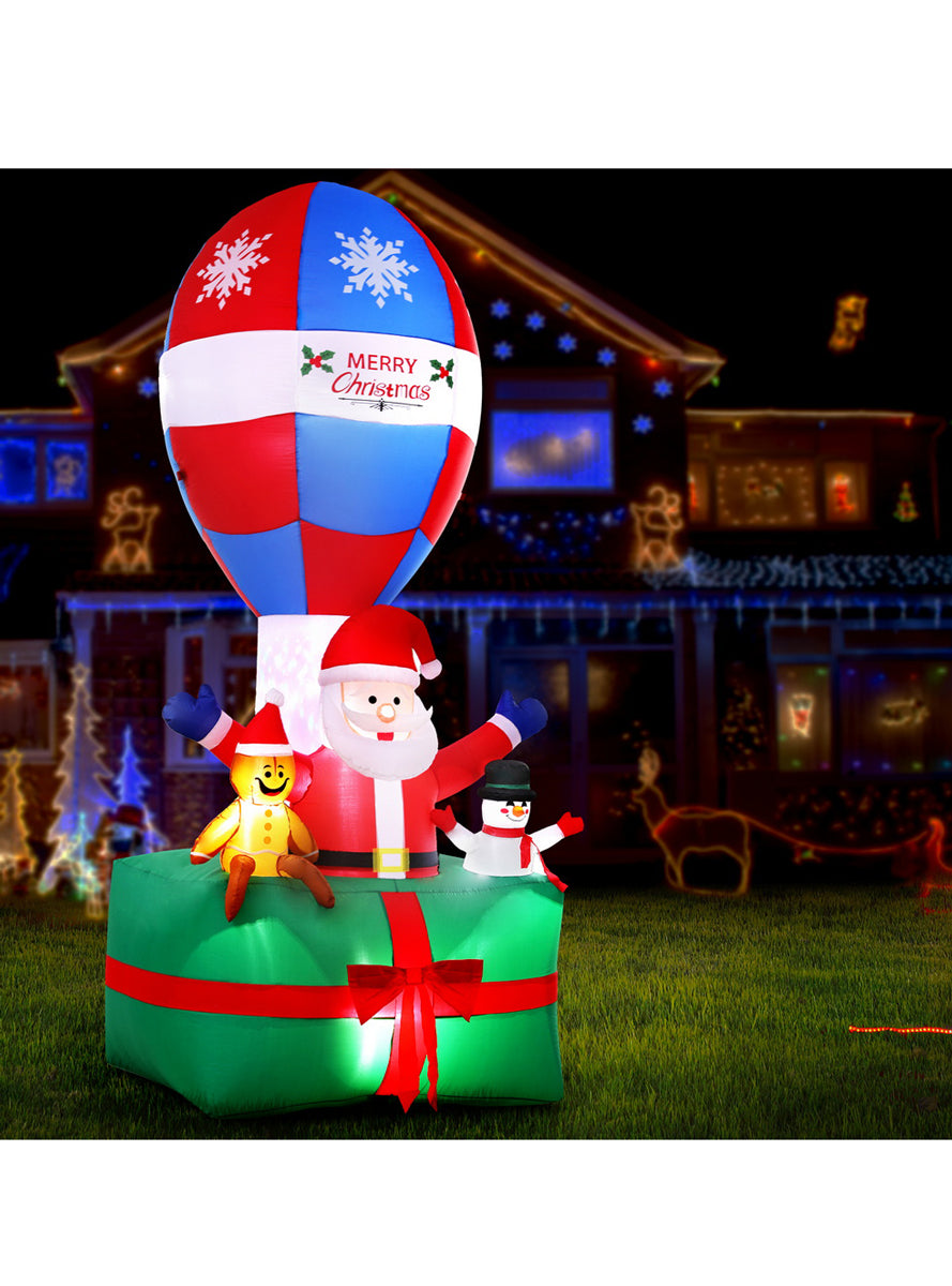 Jingle Jollys Inflatable Santa in Hot Air Balloon Christmas Decoration 280cm - Alternate Image 1