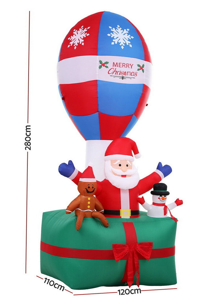 Jingle Jollys Inflatable Santa in Hot Air Balloon Christmas Decoration 280cm - Dimensions Image 1