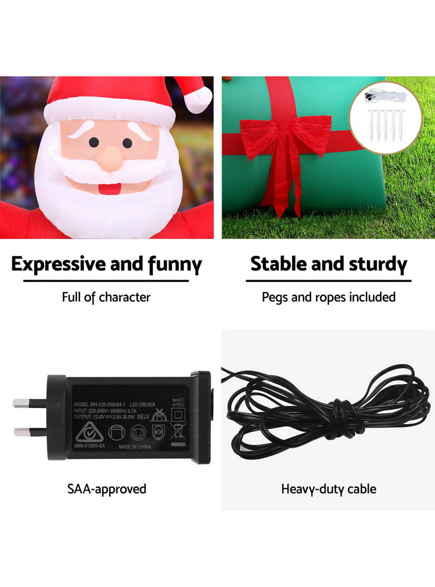 Jingle Jollys Inflatable Santa in Hot Air Balloon Christmas Decoration 280cm - Information Image 1