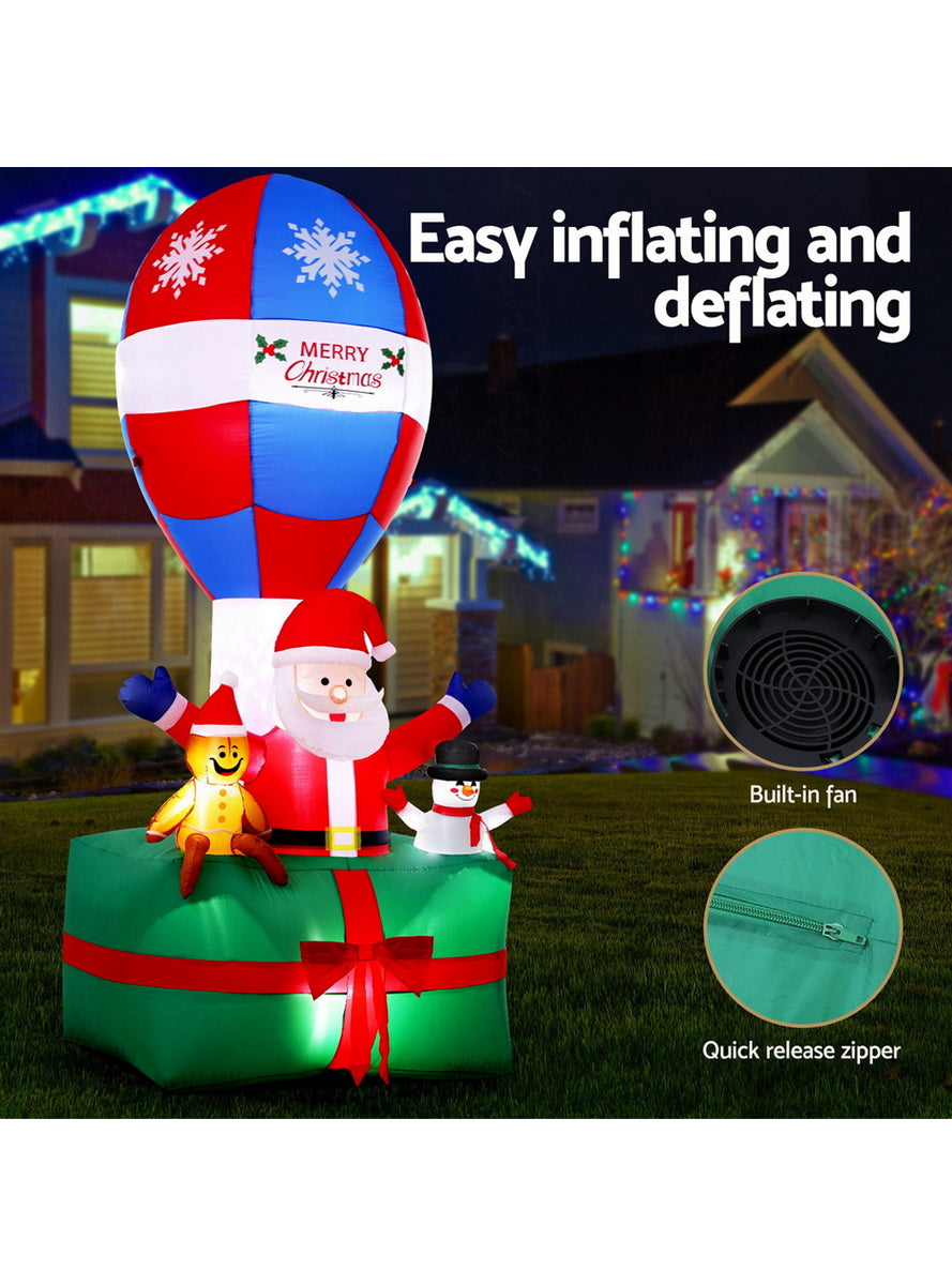 Jingle Jollys Inflatable Santa in Hot Air Balloon Christmas Decoration 280cm - Information Image 2