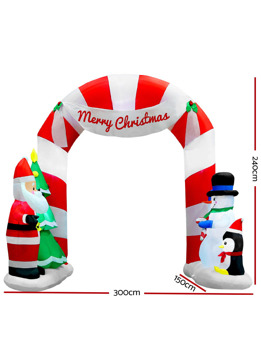 Jingle Jollys Santa and Archway Inflatable Christmas Decoration 300cm - Dimensions Image 1