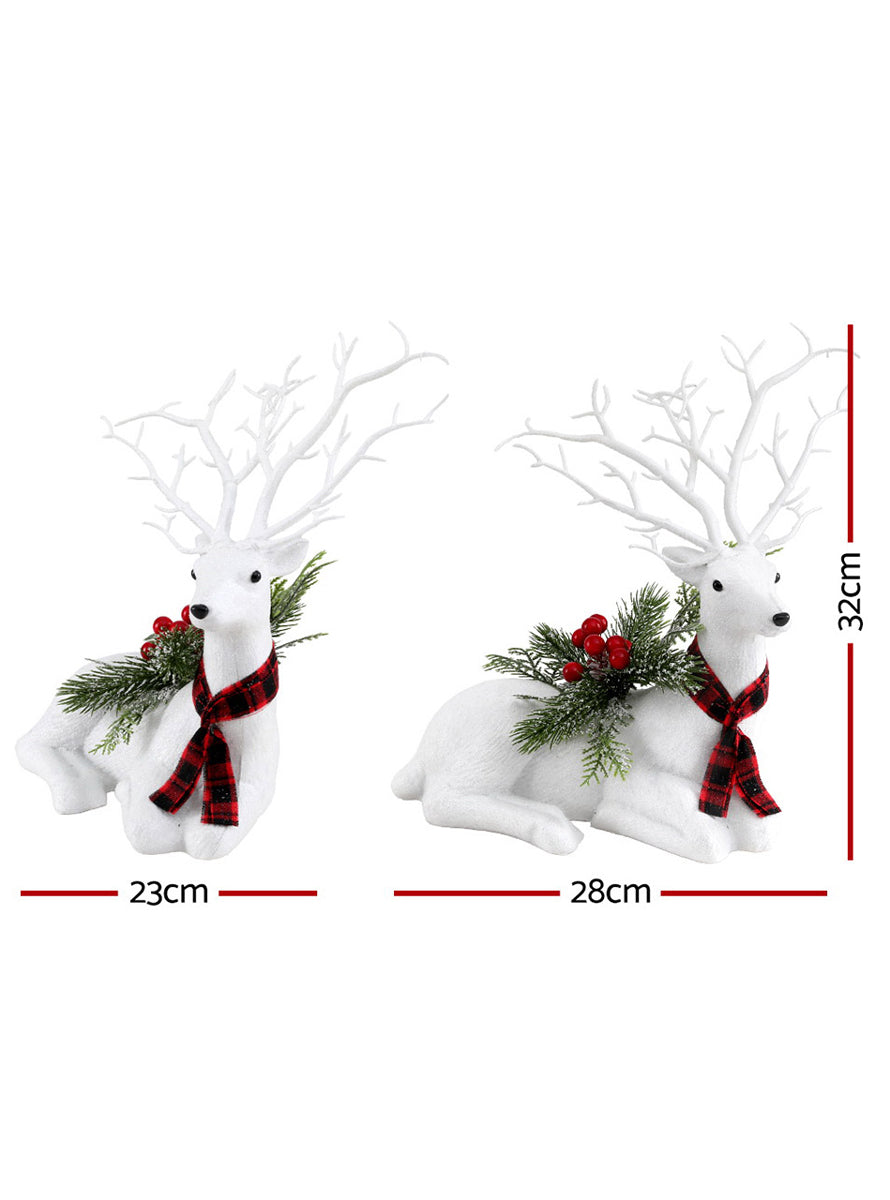 Jingle Jollys White Glitter Reindeer Laying Down Christmas Decoration 32cm - Dimensions Image