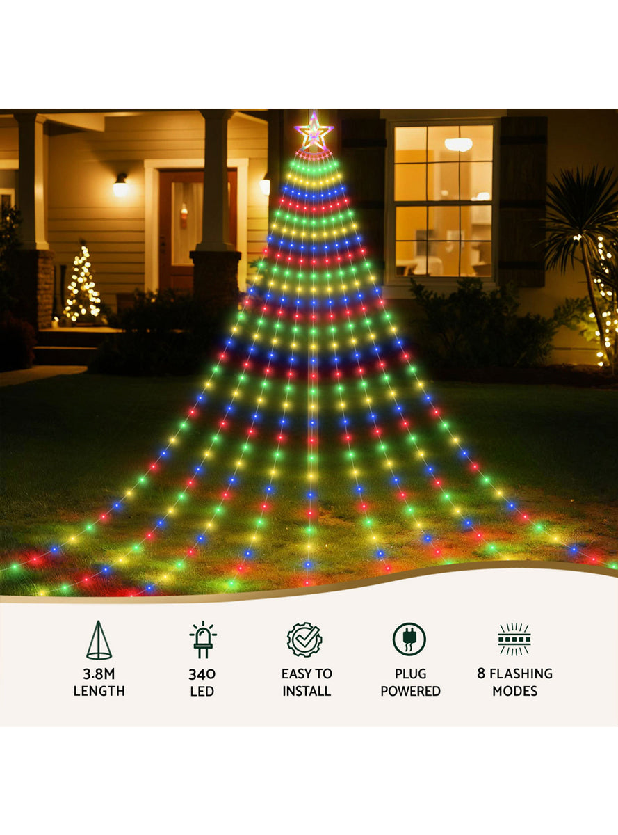 Jingle Jollys Multicolour Waterfall String Lights with Star 380cm - Information Image 1